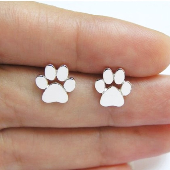 PAW Prints ♡ SILVER Stud Earrings - Picture 2 of 5